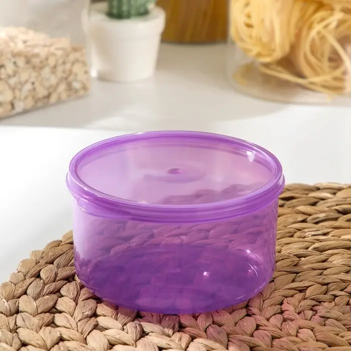 Контейнер круглый Доляна, пищевой, 500 мл, цвет сиреневый Контейнер круглый Доляна, пищевой, 500 мл, цвет сиреневый