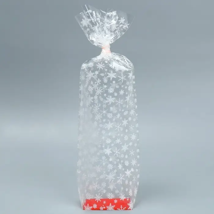 Пакет подарочный новогодний с жёстким дном «Снежинки», 6 х 8 х 30 см Пакет подарочный новогодний с жёстким дном «Снежинки», 6 х 8 х 30 см