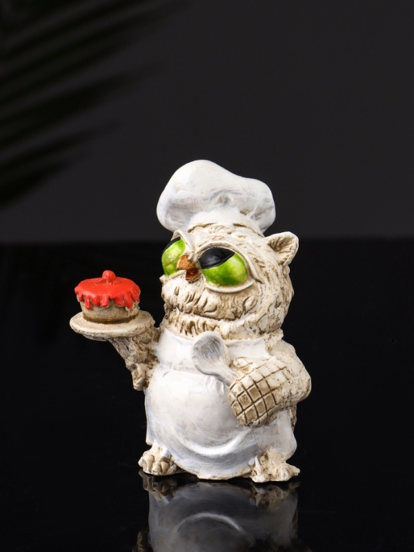 Набор фигур Набор фигур "4 совы на подносе" размер 20х10х10 см, бежевый