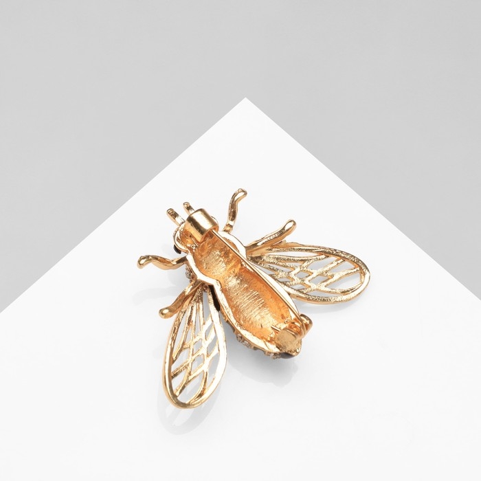 Брошь «Шмель», цвет чёрно-белый в золоте Брошь «Шмель», цвет чёрно-белый в золоте