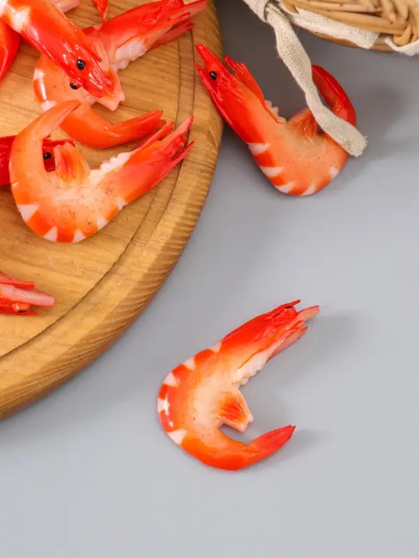 Муляж "Креветка" (фасовка по 10 шт) 7,5 см, красно-розовый