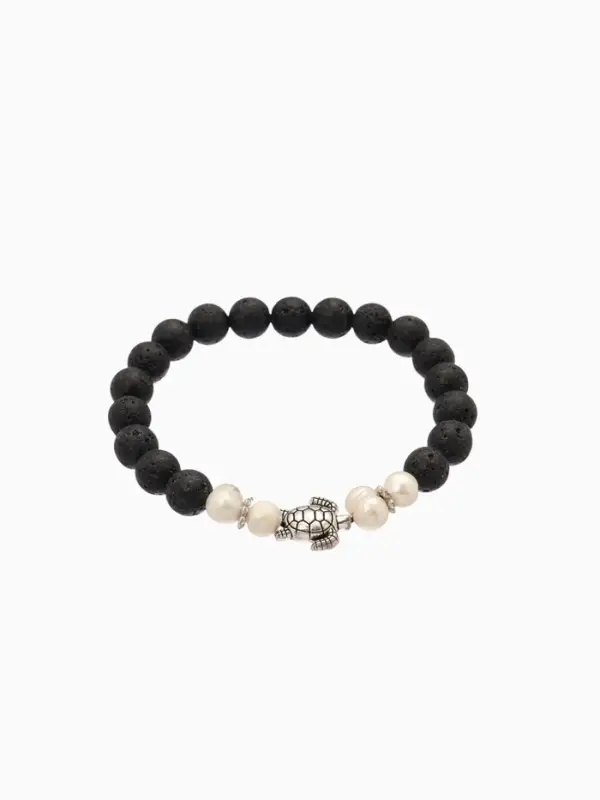 Браслет  Браслет "Черепашка" жемчуг, лава, длина 18 см