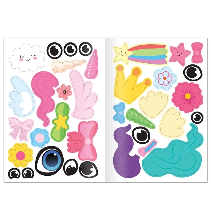 Книга с наклейками «Поняшки и милашки. Создай свою милашку», 12 стр., 68 наклеек Книга с наклейками «Поняшки и милашки. Создай свою милашку», 12 стр., 68 наклеек