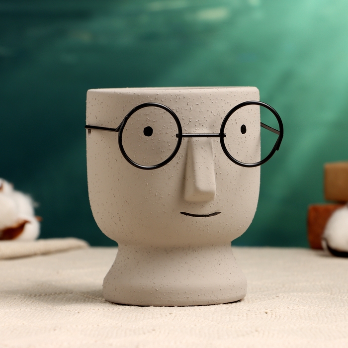 Кашпо  Кашпо "Горшок который выжил" 12х10х10см, серое