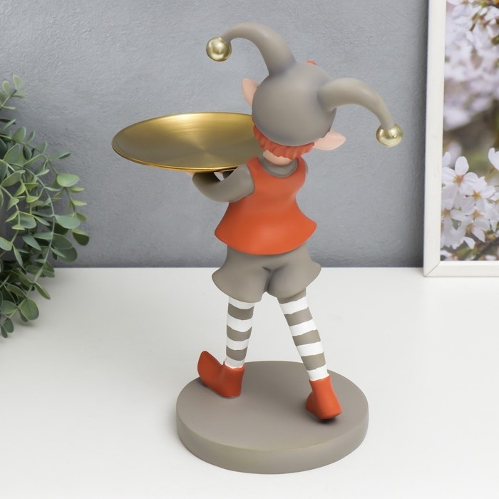 Сувенир полистоун подставка  Сувенир полистоун подставка "Малыш в костюме скомороха" оранжево-серый  33х14,5х21 см