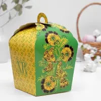 Коробка подарочная пасхальная &laquo;ХВ&raquo;, зеленая хохлома, 17&times;17&times;26 см