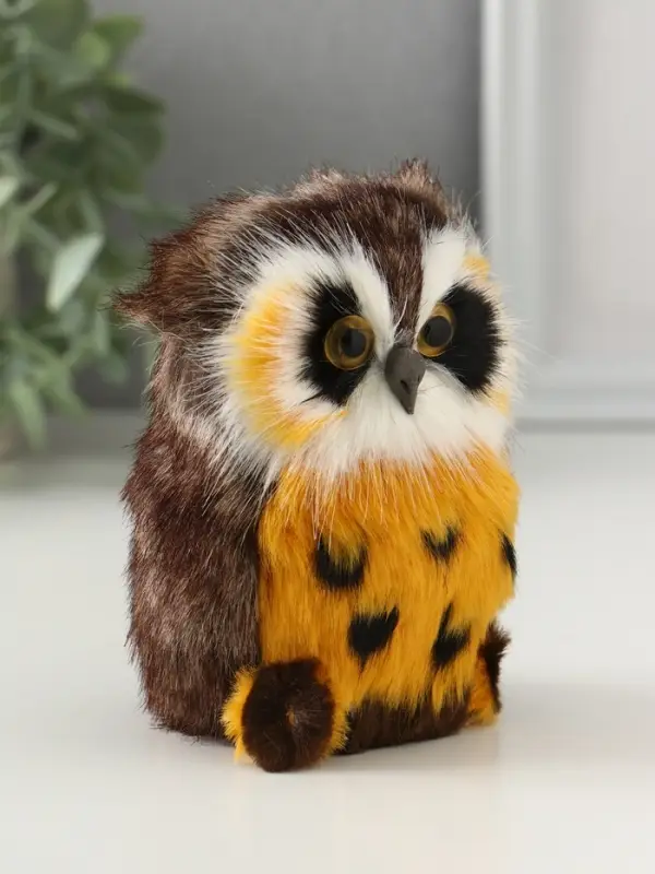 Фигурка-пушистик &laquo;Сова на ветке&raquo;, 7.5&times;8&times;11 см