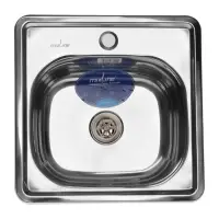 Мойка кухонная MIXLINE 531266, врезная, толщина 0.6 мм, 38&times;38&times;15 см, вып. 3 1/2", с сифоном