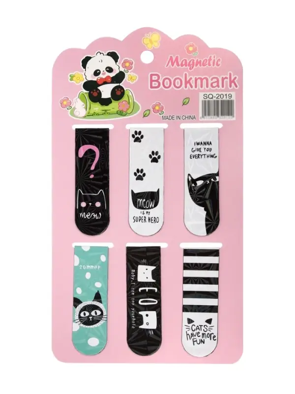 Набор магнитных закладок для книг Calligrata &laquo;Кошки&raquo;, 6 штук, МИКС