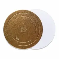 Подложка для торта усиленная 24 см, золото - жемчуг, 3.2 мм