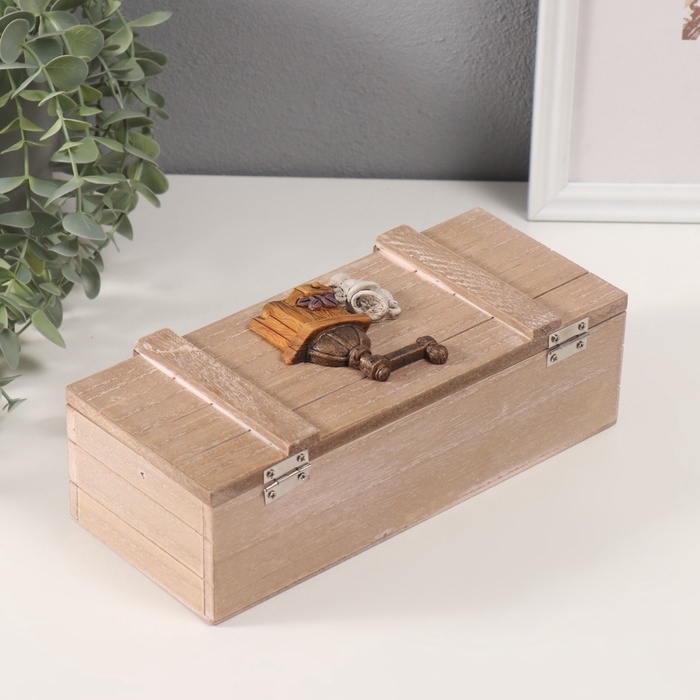 Шкатулка дерево с делениями "Кофемолка" 10,5х24х7,5 см