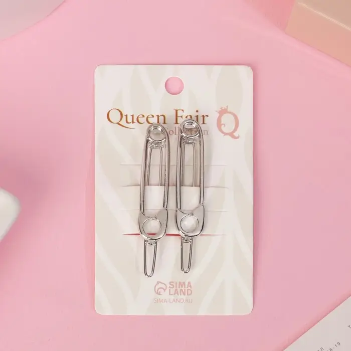 Зажим для волос "Булавки" (набор 2 шт) 5 см, серебро