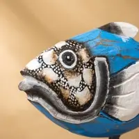 Сувенир "Рыба" дерево 25х7х18 см, цв. бирюзовый Сувенир "Рыба" дерево 25х7х18 см, цв. бирюзовый