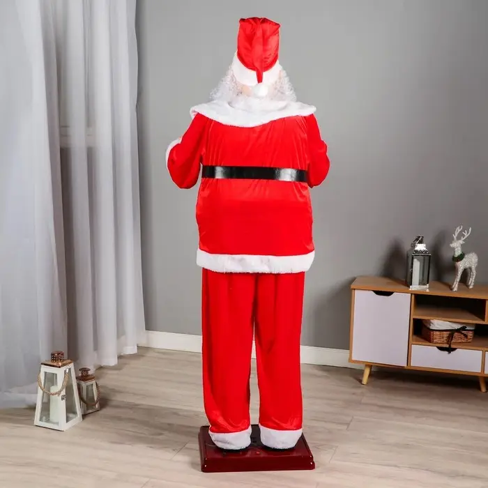 Дед Мороз Дед Мороз "С украшением на колпаке" реакция на движение, танцует, 180 см, красный