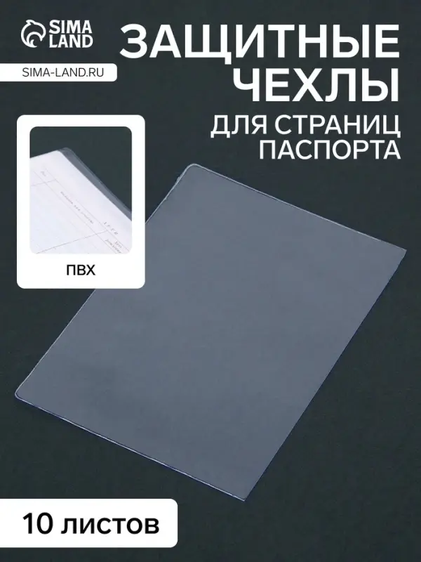 Чехлы для листов паспорта, 10 листов, прозрачный