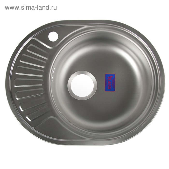 Мойка кухонная  Мойка кухонная "Владикс", врезная, с сифоном, 57х45 см, правая, нержавеющая сталь 0.6 мм