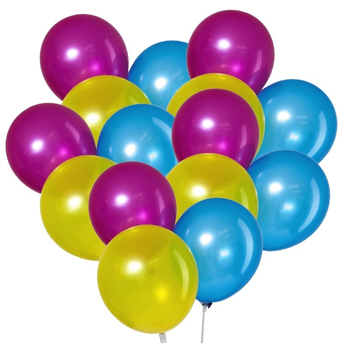 Шар латексный 12", металл, набор 5 шт., цвета МИКС