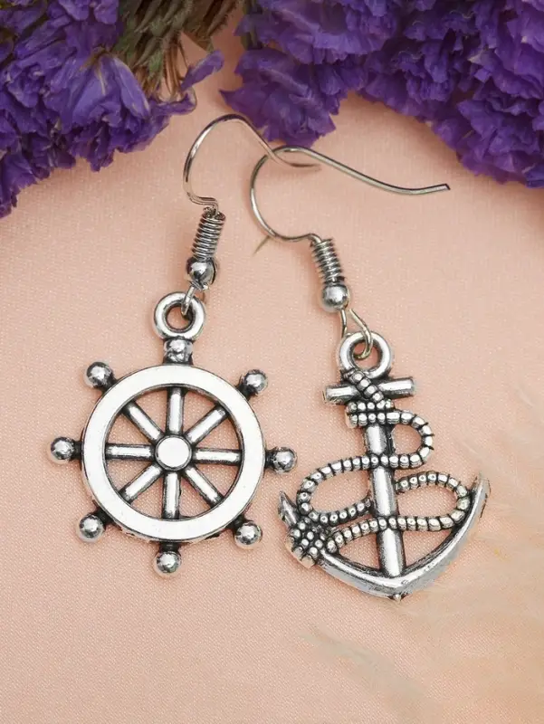 Серьги металл &laquo;Морячка&raquo;, цвет чернёное серебро