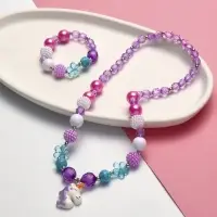 Набор детских украшений &laquo;Выбражулька. Единорог в цветах&raquo;, 2 предмета: бусы 45 см, браслет, d=5 см, фиолетовый