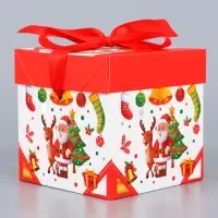 Коробка Самосборная "Дед мороз и Елка" 15х15х15 см 10724301