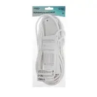 Удлинитель Luazon Lighting, 4 розетки, 7 м, 10 А, 2200 Вт, 3&times;0.75 мм2, с заземлением, с выключателем, белый