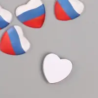 Кабошон стекло для творчества «Сердце. Россия», 2.5×2.5 см