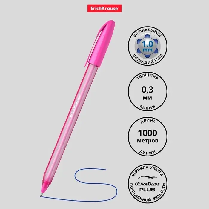 Ручка шариковая ErichKrause U-108 Spring Stick, игольчатый узел 0.7 мм, чернила синие, супермягкое письмо, МИКС Ручка шариковая ErichKrause U-108 Spring Stick, игольчатый узел 0.7 мм, чернила синие, супермягкое письмо, МИКС