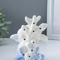 Сувенир керамика свет "Черепаха в кораллах" бело-синий 8х11,5х14 см