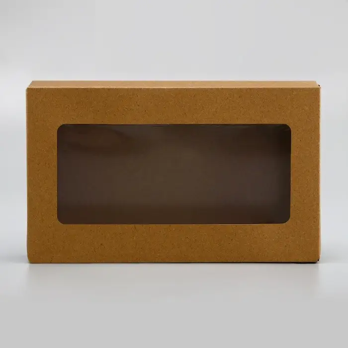 Упаковка для продуктов, крафт с окном, 23×14×6 см, 1.9 л