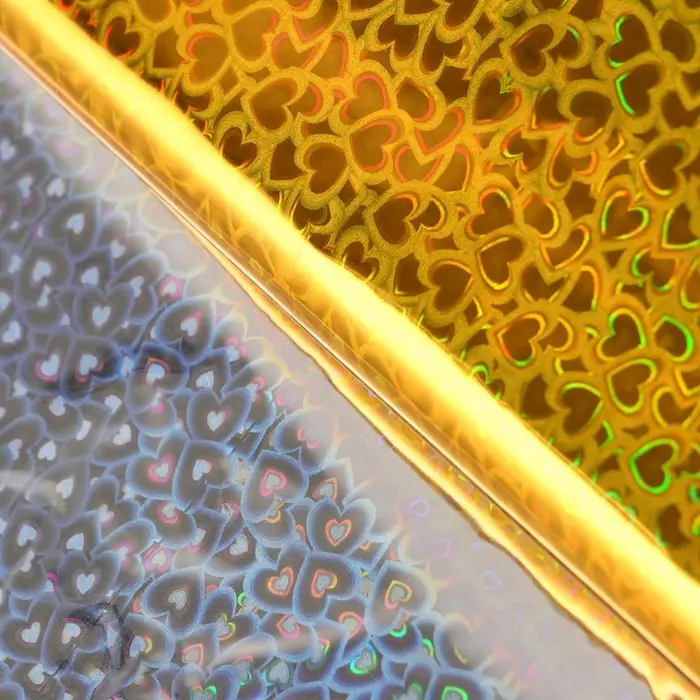 Пленка голографическая, «Сердечки», золотая, 70 см × 1 м Пленка голографическая, «Сердечки», золотая, 70 см × 1 м