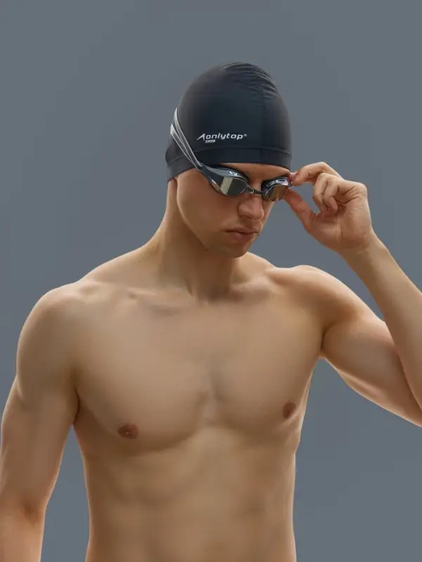 Очки для плавания ONLYTOP, набор носовых перемычек, чёрные, зеркальные