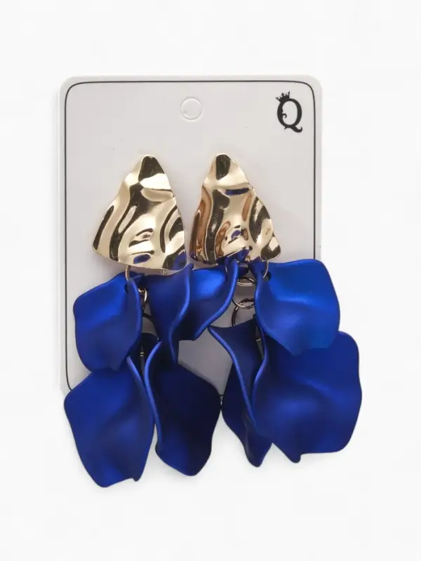 Серьги ассорти &laquo;Ветер&raquo;, мятые треугольники, цвет сине-золотой