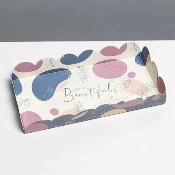 Коробка для печенья, кондитерская упаковка с PVC крышкой, &laquo;Абстракция&raquo;, 10.5 х 21 х 3 см