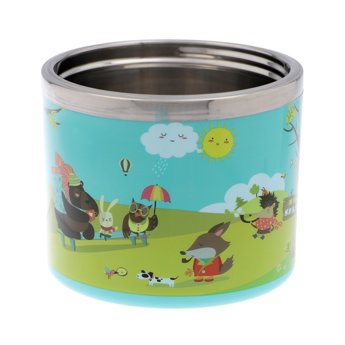 Ланч-бокс Ланч-бокс "В мире зверей", 630 мл, сохраняет тепло 3 ч, 11 х 15 см, голубой