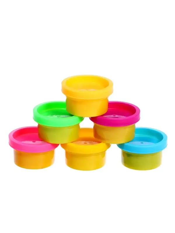 Набор для игры с мягким пластилином &laquo;Диномир&raquo;, 6 баночек с массой для лепки, 5 форм