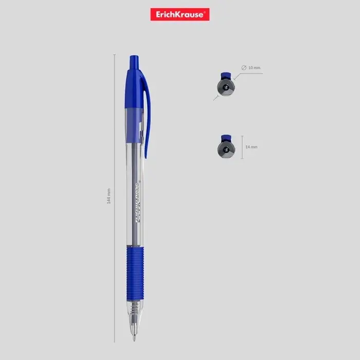 Ручка шариковая автоматическая ErichKrause U-209 Classic Matic&Grip, узел 1.0 мм, чернила синие, резиновый держатель, супермягкое письмо Ручка шариковая автоматическая ErichKrause U-209 Classic Matic&Grip, узел 1.0 мм, чернила синие, резиновый держатель, супермягкое письмо