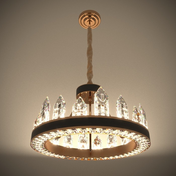 Люстра "Кристалл" LED 50Вт 3000К черно-золотой 50х50х35-155 см BayerLux