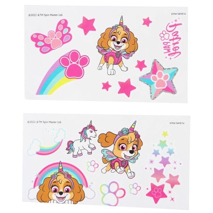 Грим для лица и тела, карандаши 6 цветов, блестки, аппликатор, тату Грим для лица и тела, карандаши 6 цветов, блестки, аппликатор, тату "Cкай", Щенячий патруль