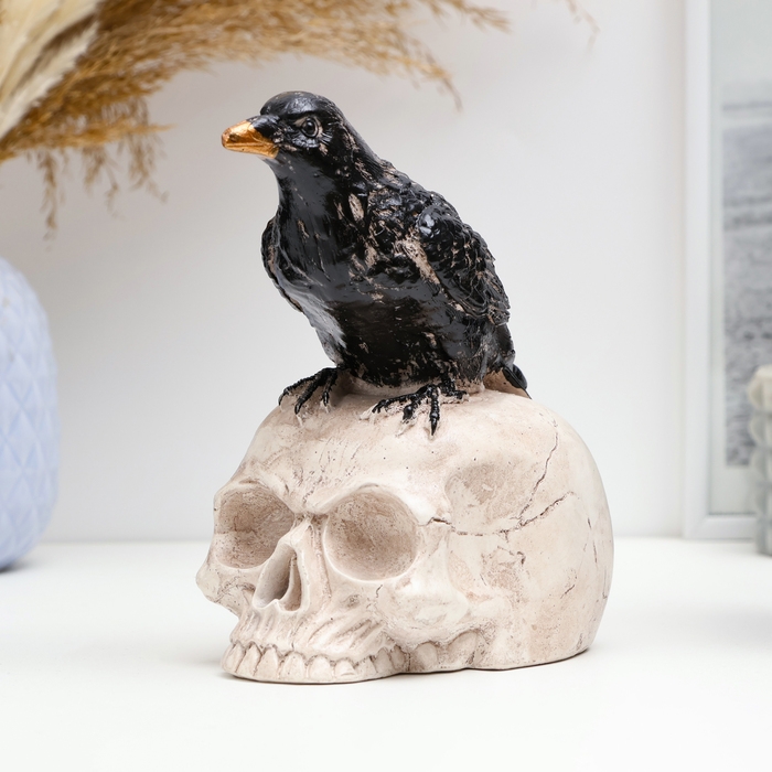 Фигура Фигура "Ворон на черепе" 16х10см, черная