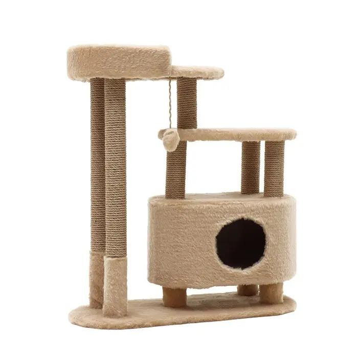 Домик для кошек с когтеточкой, 80&times;33&times;91 см, овальный, с площадкой, джут, цвет МИКС