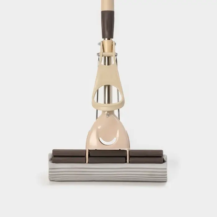 Швабра для мытья пола PVA с двойным роликовым отжимом Доляна, стальной телескоп черенок 28×6×106(130) см