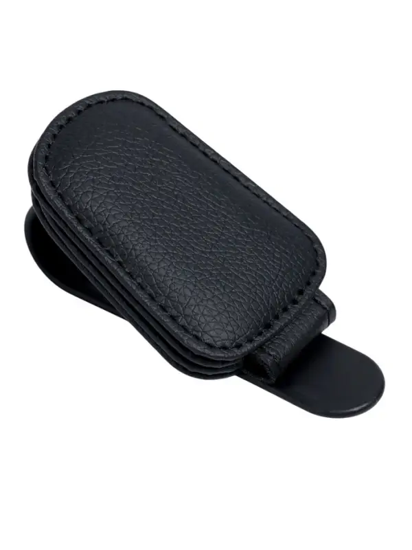 Держатель для очков автомобильный, кожаный, черный Держатель для очков автомобильный, кожаный, черный