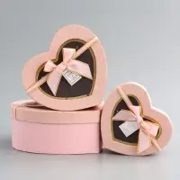 Набор подарочных коробок 3 в 1 сердца, розовый, 22&times;20&times;9; 18.5&times;17&times;7.5; 16&times;14&times;6 см