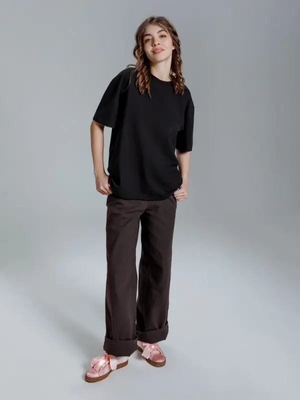 Футболка оверсайз Kangas, черная, XS/S Футболка оверсайз Kangas, черная, XS/S