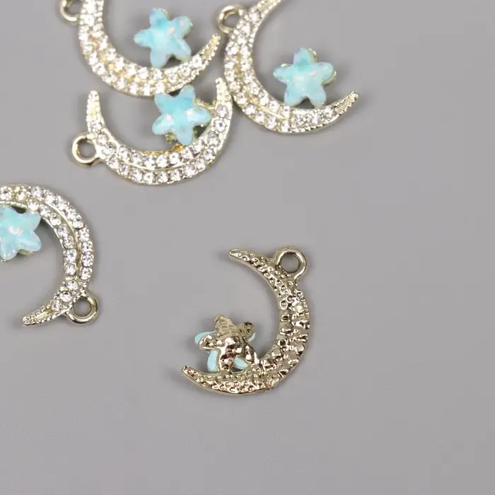 Декор для творчества металл, стразы Декор для творчества металл, стразы "Месяц с звездой" золото 2,3х1,4х0,5 см