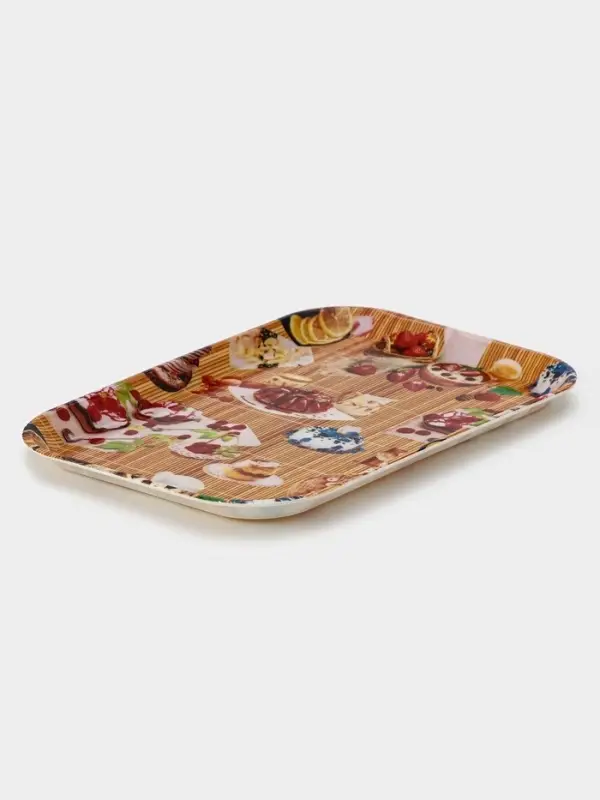 Поднос прямоугольный Доляна &laquo;Самобранка&raquo;, 30&times;21&times;1.8 см, пластик, рисунок МИКС