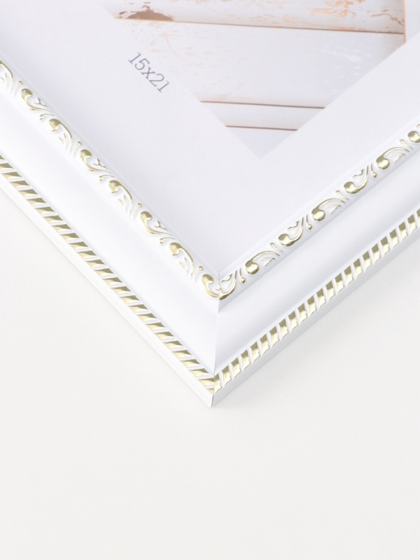 Фоторамка пластик Фоторамка пластик "МИРАМ" 15х21 см, белый с золотом