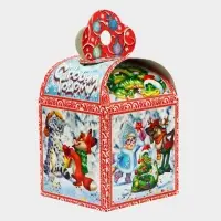 Подарочная коробка новогодняя Кубик «Приключения начинаются» 12×12×17 см