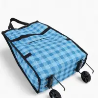Сумка хозяйственная складная на липучке, 2 колеса, наружный карман, 32&times;13&times;52 см, голубая