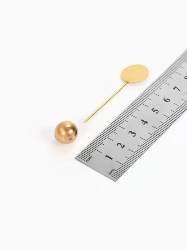 Основа &laquo;Брошь-игла&raquo; с шариком d=1.2 см (набор 5 шт.), L=5 см, площадка 1.5 см, цвет золото